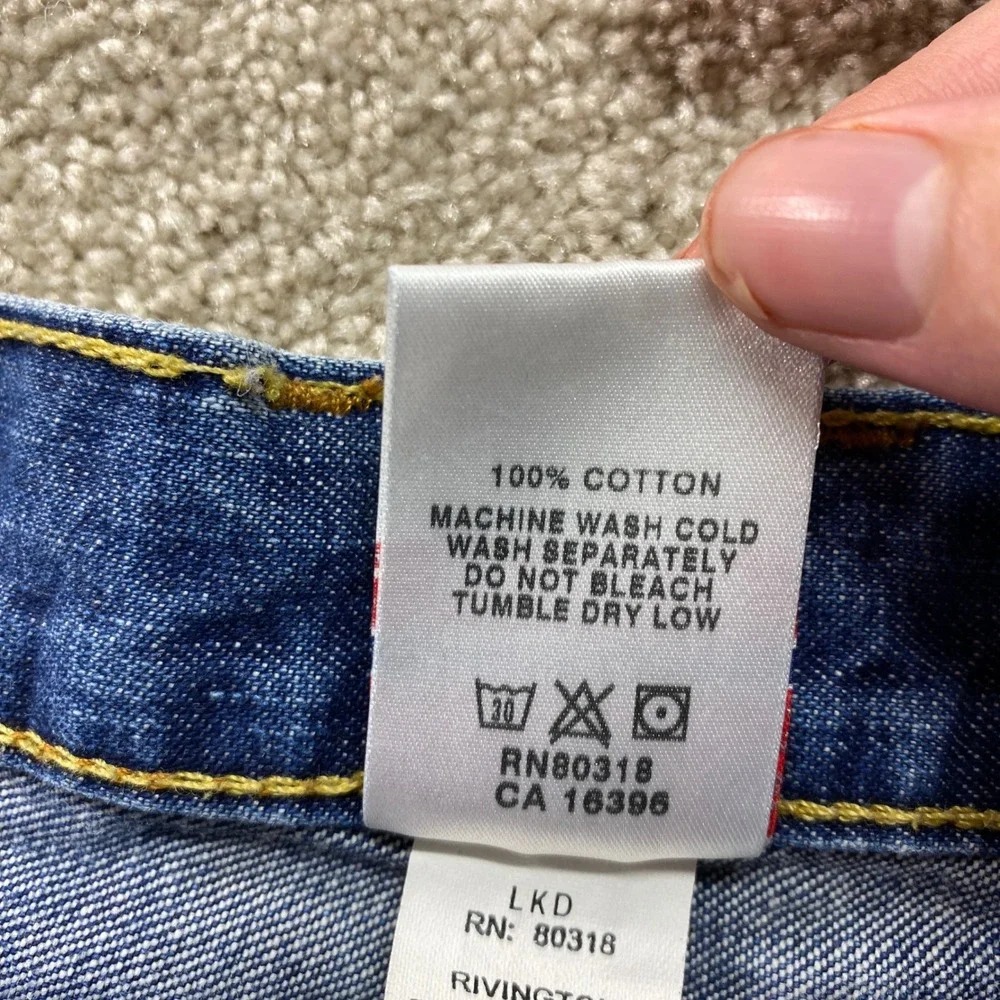 Lucky Brand Rivington Bootcut Jeans Mens 34 Short‎ Blue Medium Wash Distressed
